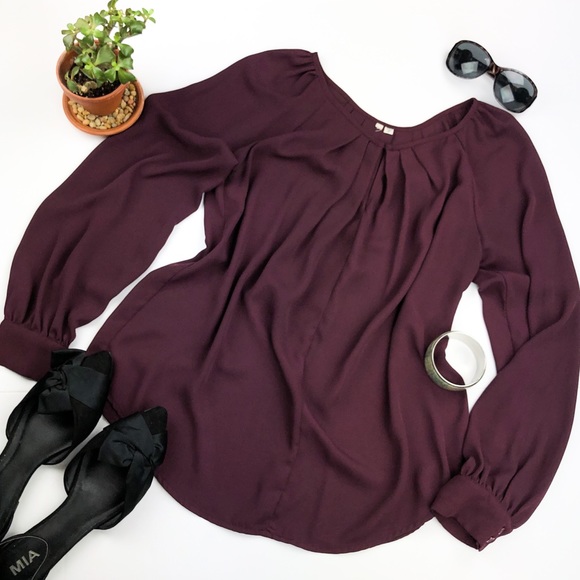 boutique Tops - Boutique Boho Pleated Oversized Long Sleeve Blouse